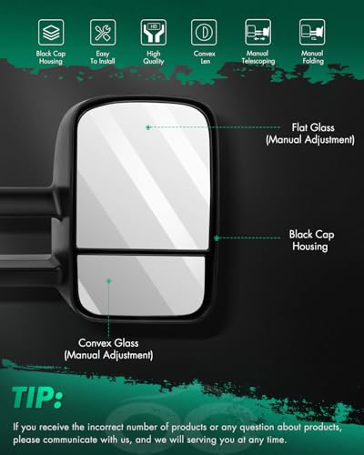 SCITOO Manual Tow Mirrors for 1999–2007 Chevy and GMC Trucks - Image 3