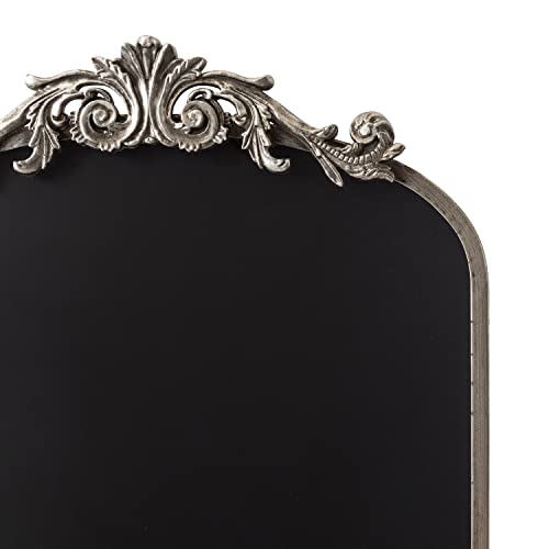 Kate And Laurel Arendahl Arch Chalkboard, Silver, 19 X 31, Framed Arched Ornate Vintage Magnetic Chalkboard For Unique Display, Decoration, And Organization #TOP5