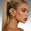 4pcs Chunky Gold Silver Ear Cuff Set for Women Punk Metallic Twist Non Piercing Clip Cuff Earrings Trendy Jewelry Set for Daily Party #1