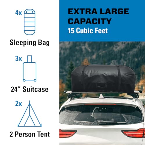 image for REESE 59006 Waterproof Rooftop Cargo Carrier Bag for Cars, SUVs or Tru