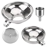 Set di 4 filtri a bocca larga in acciaio inox, per filtrare solidi, versare salse, condimenti, cucina
