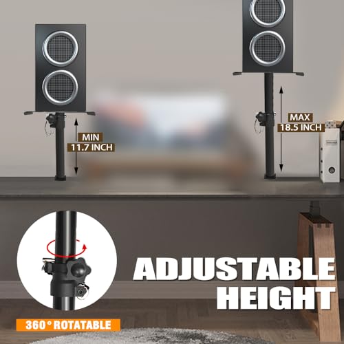 Eds Fam Studio Monitor Stands Pair Adjustable Height 11 Inch To 18.5", Stage Speaker Stand Desktop With Safety Pin Clamp thumb #5