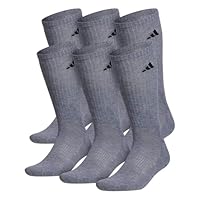 adidas Men's Athletic Cushioned 6-Pack Crew, Cushioned Crew Socks with Arch Compression for a Secure Fit