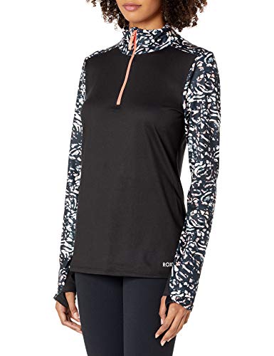 Roxy Women's Freed from Desire Long Sleeve Half-Zip Sports Top, True Black Izi, L