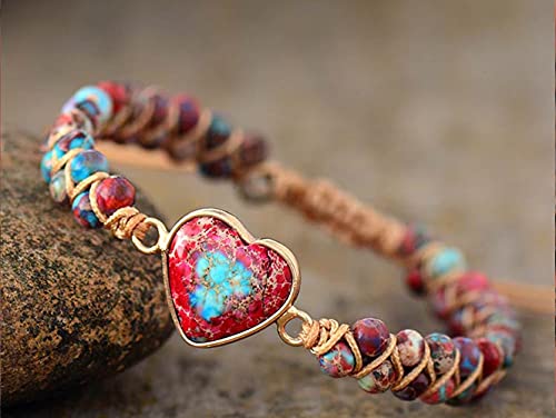 Zosojona Women Handmade Boho Wrap Bracelets Natural Stone Variety Beaded Strand Bracelet #TOP4