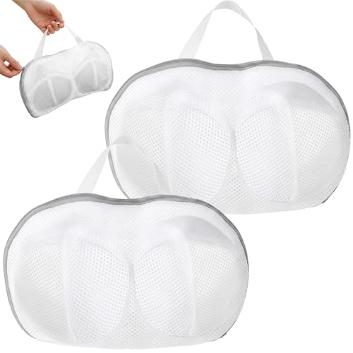 Classicseali 2Pcs Bra Wash Bag Reusable Bra Bags for Washing Machine Lingerie Wash Bag with Zipper for Washings Delicates Bras Washer Protector Grey