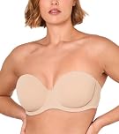 Delimira Women's Strapless Bra Push Up for Bigger Bust Multiway Underwire Smooth Bandeau Bra Beige 36H