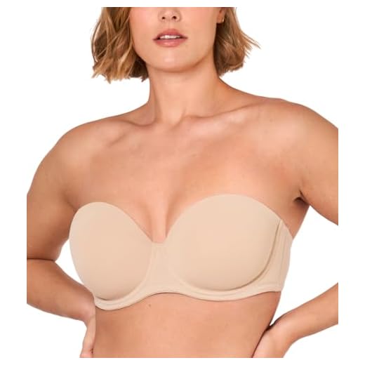 DELIMIRA Damen Trägerloser BH - Bügel BH mit geformte Cups Beige 75G