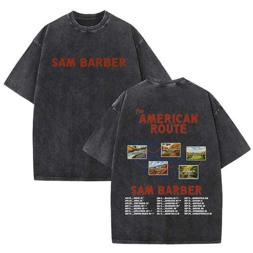 SAMS Merch Shirt The American Route Tour Tshirt 2026 Barbers Shirts Casual Fashion Tee for Fans Black