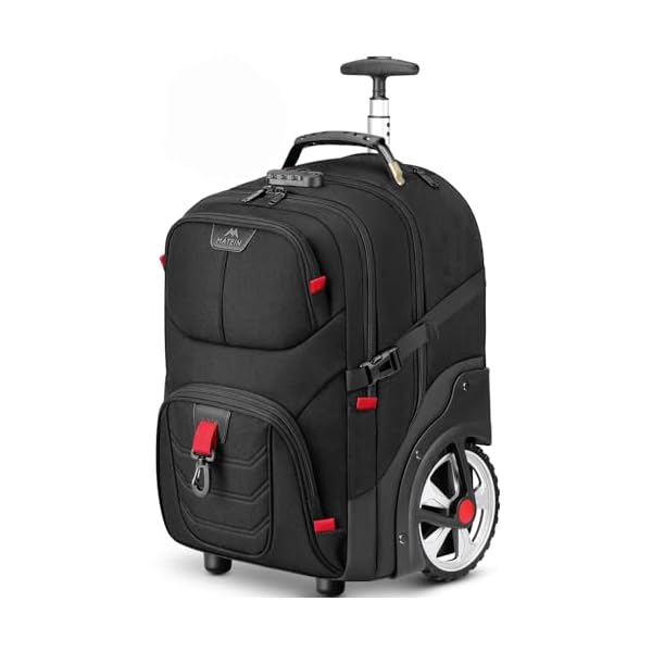 MATEIN Rolling Bag with Wheels, 17 Inch Extra Large Laptop Roller Backpack for Adults with Anti Theft Lock & Sturdy Handle, Water Resistant Wheeled Bag Carry On Luggage for Teacher Work Travel Men