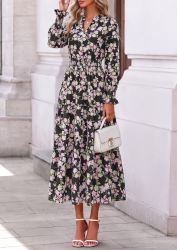 PRETTYGARDEN Women's Floral Maxi Dress Fall A Line Wedding Guest Dresses - image 3