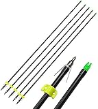 AMEYXGS 6/12pcs Archery Fiberglass Bowfishing Arrow Bow Fishing Arrows with Broadheads and Safty...