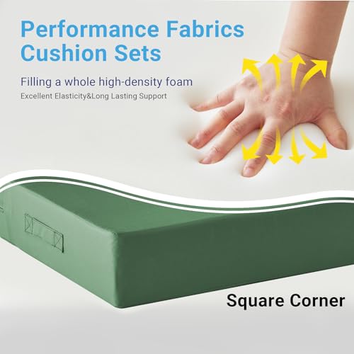 Image of IPYNBAP Outdoor Cushions for Patio Furniture,Outdoor Seat Cushion Set 24 x 24 x 4 Inch,Waterproof & Fade Resistant Outdoor Chair Cushions,Deep Patio Chair Cushion with Removable Cover,ForestGreen