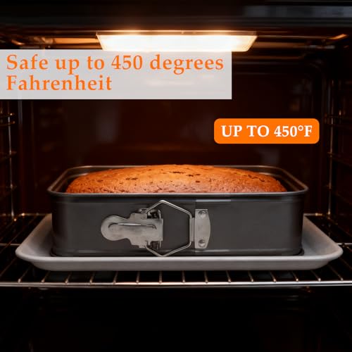 Backform Rechteckig 28x18cm mit Springform Eckig Set Antihaft Kuchenform mit Servierboden & 3 Silikon Teigschaber Rechteckige Backform für Blechkuchen & Käsekuchen Zuhause und als Geschenkset