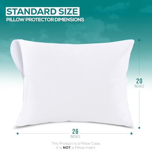 Image of Utopia Bedding Premium 100% Waterproof Pillow Protectors with Zipper Standard Size (Set of 40), Bed Bug and Dust Mite Proof Zippered Pillow Covers, Pillow Encasement Cases, White