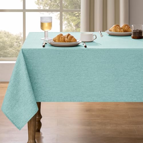 Decorelia Waterproof Reusable Small Table Cloths for Dining Table, Outdoor Washable Cloth Tablecloths for Rectangle Tables for Holiday, Wedding, Dining,Picnic(Oblong, 52 X 70 Inch (4-6 Seats), Aqua)
