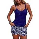 Maillot De Bain Femme 2 Pieces : Tankini maillot de bain femme, le débardeur imprimé vif et le bas du short pour garçon sont à la fois flatteurs et tendance. Soutien-gorge rembourré amovible pour plus de soutien et de forme. Le haut tankini avec bretelles réglables est super mignon, attrayant et élégant, ce qui rend ce maillot de bain plus charmant, coquin et chic.