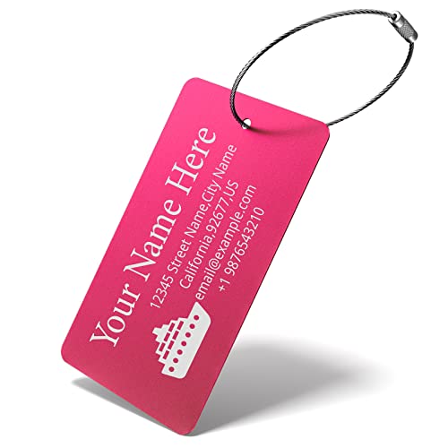 Luggage Tags For Suitcase - Personalized Engraved Metal Tag For Cruise Travel - Custom Name Tags Suitable For Bags And Backpacks(Red) #TOP7