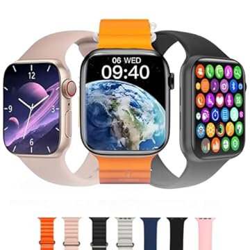 Relógio Smartwatch 8 Pulseiras com Tela Touch 1,48", Notificações, Compatível com Android/iOS, Bateria Longa Duração e Recebe Notificações e Ligações