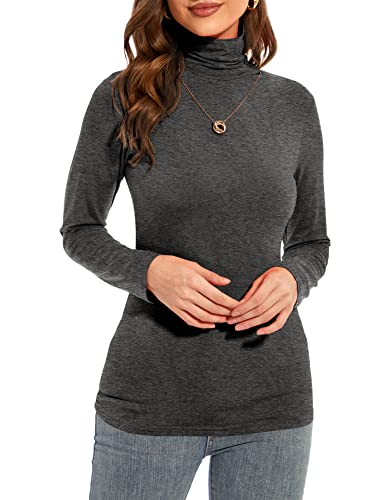 Image of Womens Long Sleeve Turtleneck T-Shirts Casual Lightweight Slim Fit Cozy Base Layer Top