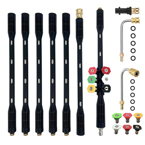 10 Pcs Pressure Washer Extension Wand with Karcher Adapter Compatible for Karcher K Series K2 K3 K4 K5 K6 K7, 4000PSI Gutter Cleaning Tools Extension Lance, 1/4 Inch Quick Connect, with 6 Nozzle Tips
