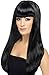 Smiffys Perruque bimbo délicieuse, noire, cheveux longs, lisses avec frange Taille Unique