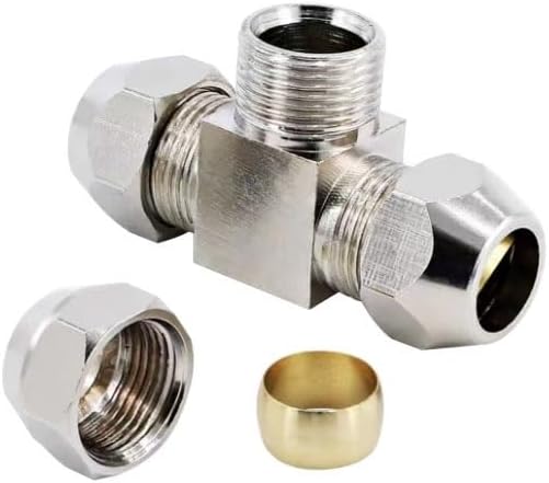 1pc Pneumatic Tube Fittings 4 6 8 10 12 14 16mm Brass Ferrule Compression Oil Water Gas Fitting T-type L-type Cross-type Connector(PE,16mm)