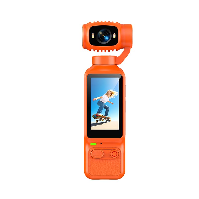nakueuae Handheld Action Camera, 4K HD vlogging Camera, 180° rotatable, Wi-Fi-Enabled Portable Pocket Camera, Ideal for Travel Vlogs, Outdoor Sports, and Travel (Orange)