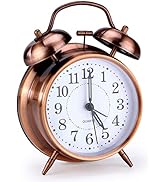 PILIFE 4" Non-Ticking Vintage Classic Bedside/Analog Alarm Clock with Backlight,Fluorescence Poit...