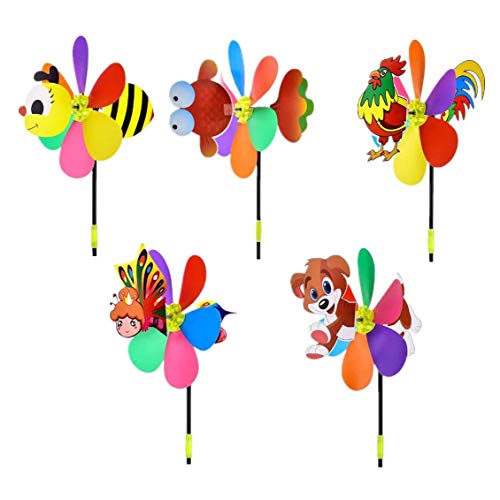 Sirxlevcy 5 Piezas Molinos de Viento Colorido Viento Spinner 3D Animal Molinillo de Adorno de JardíN para JardíN Al Aire Libre DecoracióN de Patio y Fiesta