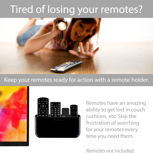TotalMount Hole-Free Remote Holders – Eliminate Need to Drill Holes in Your Wall (for 3 or 4 Remote Controls – Premium Black – Quantity 2)