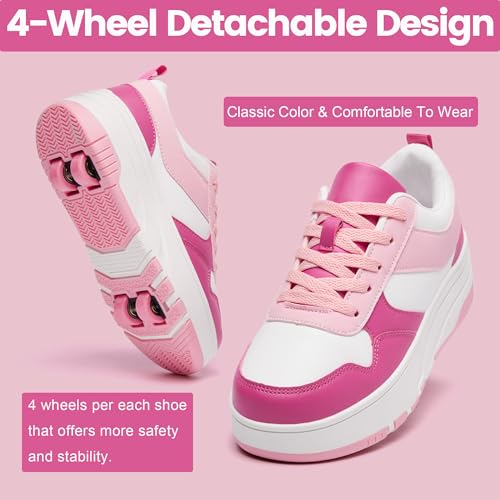Roller Skate Shoes for Women Girls Detachable Wheeled 4-Wheels Fashion Sneakers Suitable for Beginners2