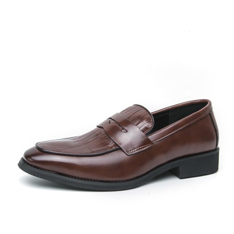 Image of HuitJours Men Two Tone Colors Penny Loafer Slip On Pull on Dress Shoes Casual Boat Shoes Moccasins