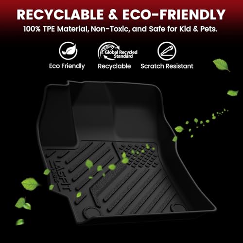 Image of LASFIT Floor Mats & Cargo Mat for Toyota Corolla Hatchback 2019-2026, TPE All Weather Protection Full Coverage Car Liners Custom Fit for Corolla Hatchback Accessories 1st & 2nd Row & Trunk Mats, Black
