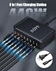 Cargador USB C 440W Estación de Carga Hub, 8 Puertos GaN III Cargador Rápido con Cable de Extensión de 5 pies, Adaptador de Corriente PD PPS 100W para Laptop MacBook Pro/Air, iPhone 17/16, Samsung Galaxy, Dell 7