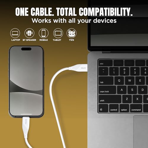 Image of Intex Speed 27W Type-C to Lightning Fast Charging & Data Sync Cable, Tangle Free 1 Meter, 480Mbps Compatible with iPhone, iPad, Macbook, iMac, AirPods - White
