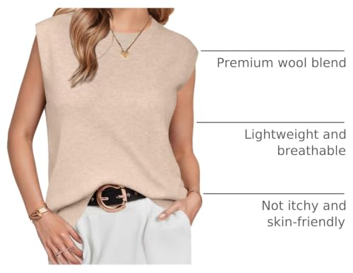 Image of Arach&Cloz Women's Wool Blend Mock Neck Sweaters Vest Business Casual Lightweight Trendy Tops Summer Outfits 2026