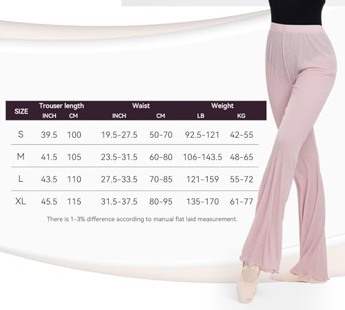 flexdans Damen Tanzhose,Wide Leg Strick Aufwärm Ballett Hosen fur Tanz 9351 Pink M