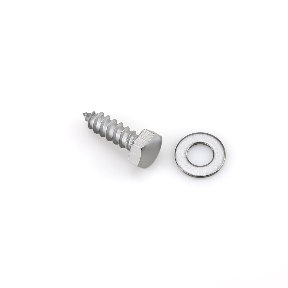 20 Sets 1/4 x 1 Stainless Steel Hex Head Lag Screws with Flat Washers & Bit, Heavy Duty Wood Screws, Rust-Proof Exterior Fasteners for Deck, Fence & Construction