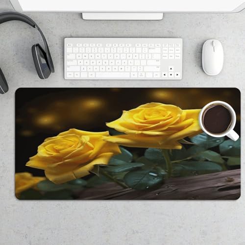 Alfombrilla para escritorio grande con rosas amarillas miniatura 5