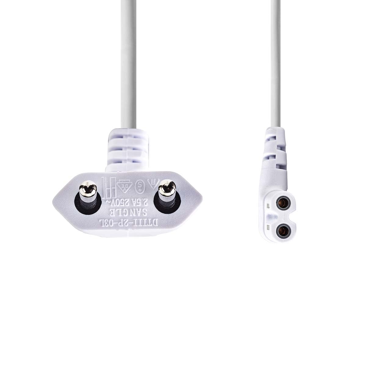 NEDIS Power Cable | Euro Male | iec-320-c7 | Right Angle | Left Angled | Nickel Plated | 2.00 m