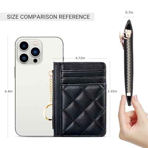 Stylish Slim Leather Keychain Wallet with Zipper Coin Pocket - Compact Card Holder for Women, Perfect for Everyday Use - Image 7