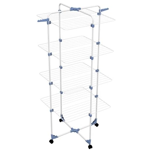 Gimi Modular 4 Stendibiancheria Da Pavimento, Stendino A Torre, Verticale, Con Ruote, Acciaio, Bianco, ‎163 x 68 x 5 cm; 4.5 Kg