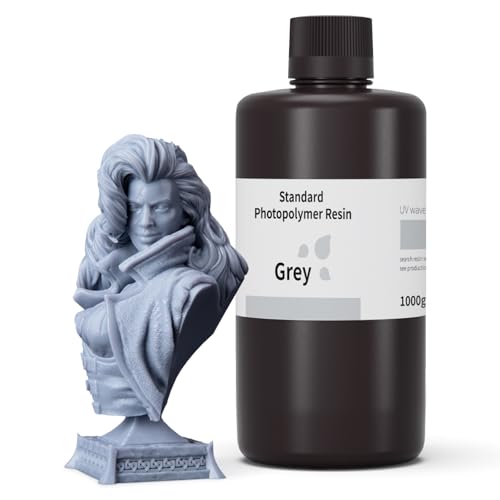 ELEGOO Resina 3D Gris 1KG, Resina Estándar UV 405nm Curado Rápido Resina Fotopolímero para Impresora 3D/ LCD/DLP