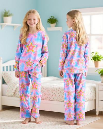Nidoul Girls Pajamas Long Sleeve Pants 2PCS Pajama Sets Pjs Sleepwear Lounge for Tween Teen Kids 7-14Y2
