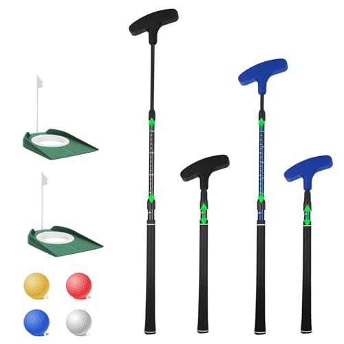 Micnaron Mini Golf Set - Two-Way Putter, Right/Left Handed, Adjustable Length For Beginners Adults - 2 Golf Putters With 4 Golf Balls &Amp; 2 Cup With Flag