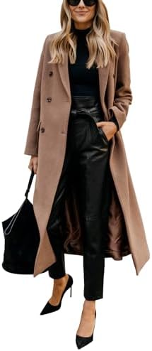 IDEALSANXUN Womens Long Wool Coats Fall Winter Notch Lapel Dressy...