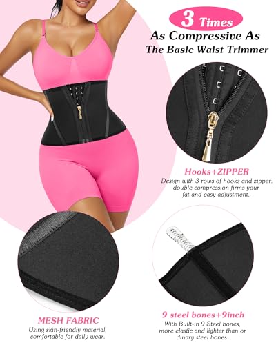 Image of Women Waist Trainer Cincher 3 Straps Tummy Control Body Shaper