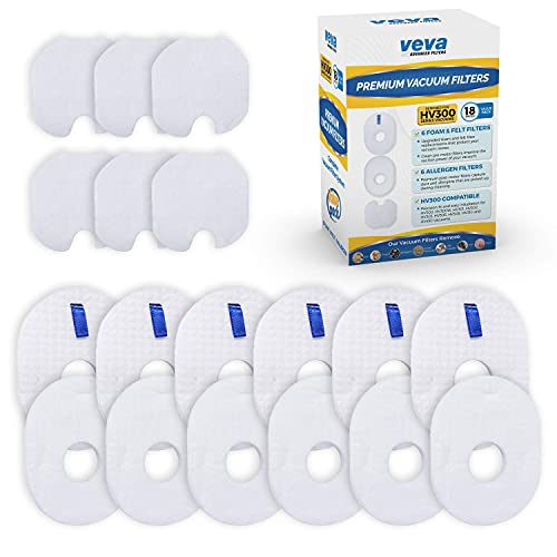 VEVA 6 Foam + 6 Felt Filters Kit Replacement for Shark Rocket Ultra-Light Vacuum HV292, HV300, HV300W, HV301, HV302, HV303, HV305, HV308, HV310, UV450 Part XFFV300