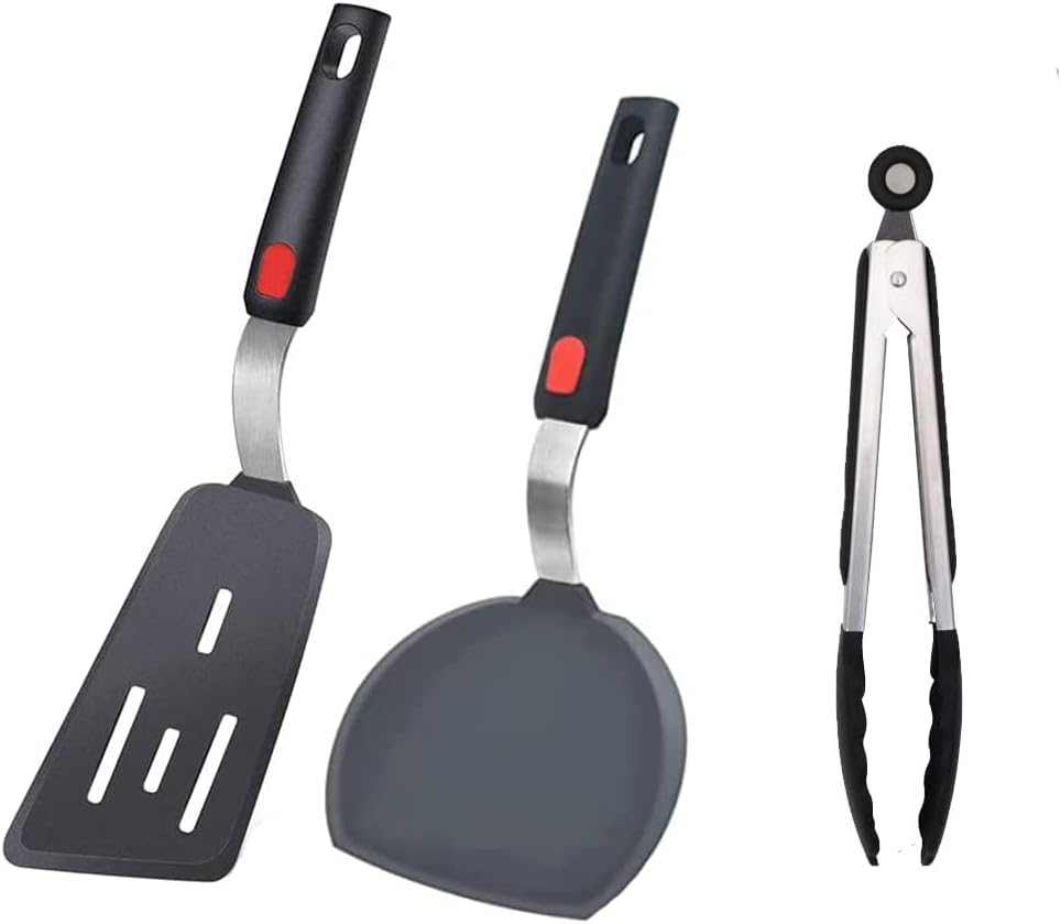 Heat resistant 3piece silicone stainless steel spatula